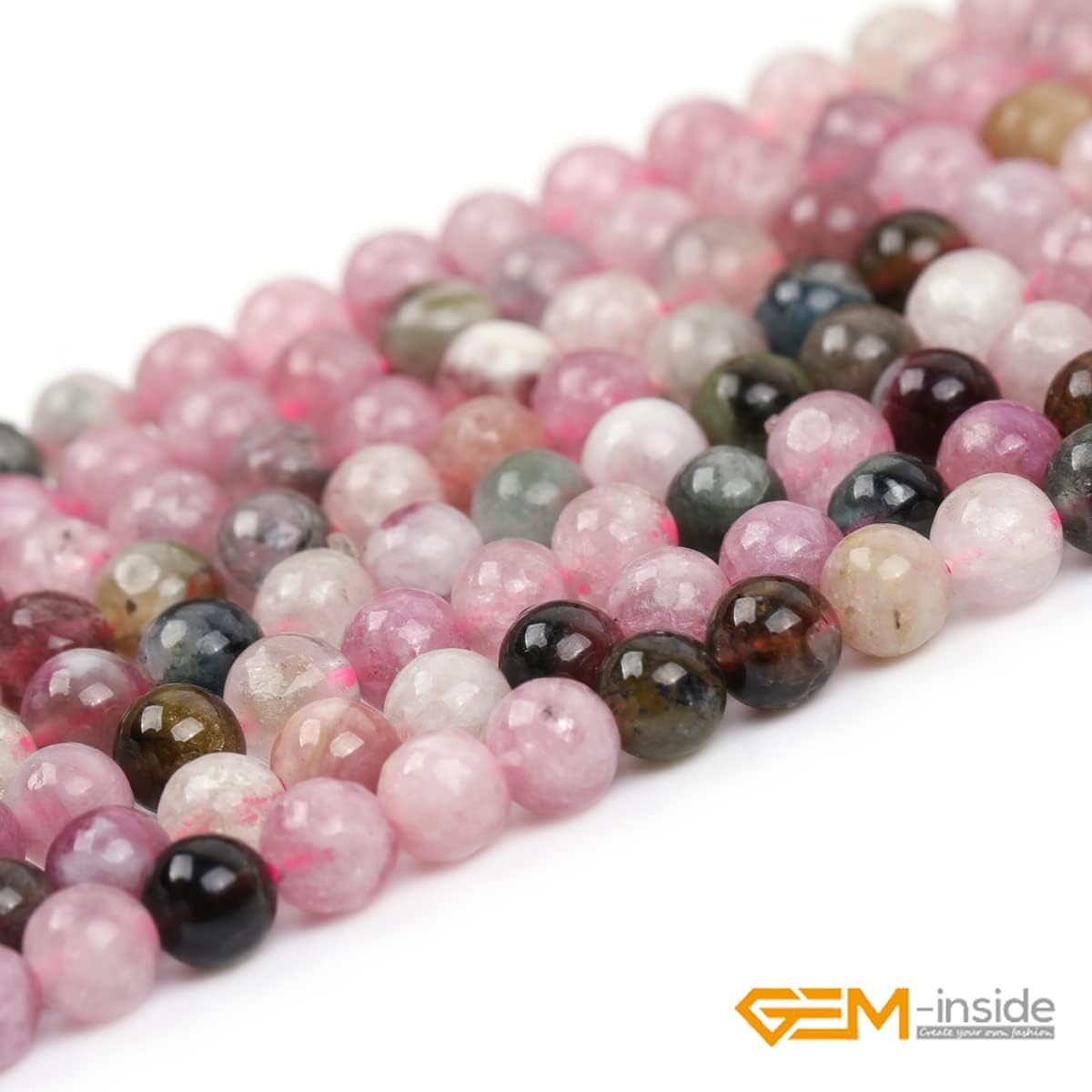 GEM-Inside Tourmaline Gemstone Loose Beads Natural 4mm Round Energy Stone Power Beads for Jewelry Making 15" - Image 3