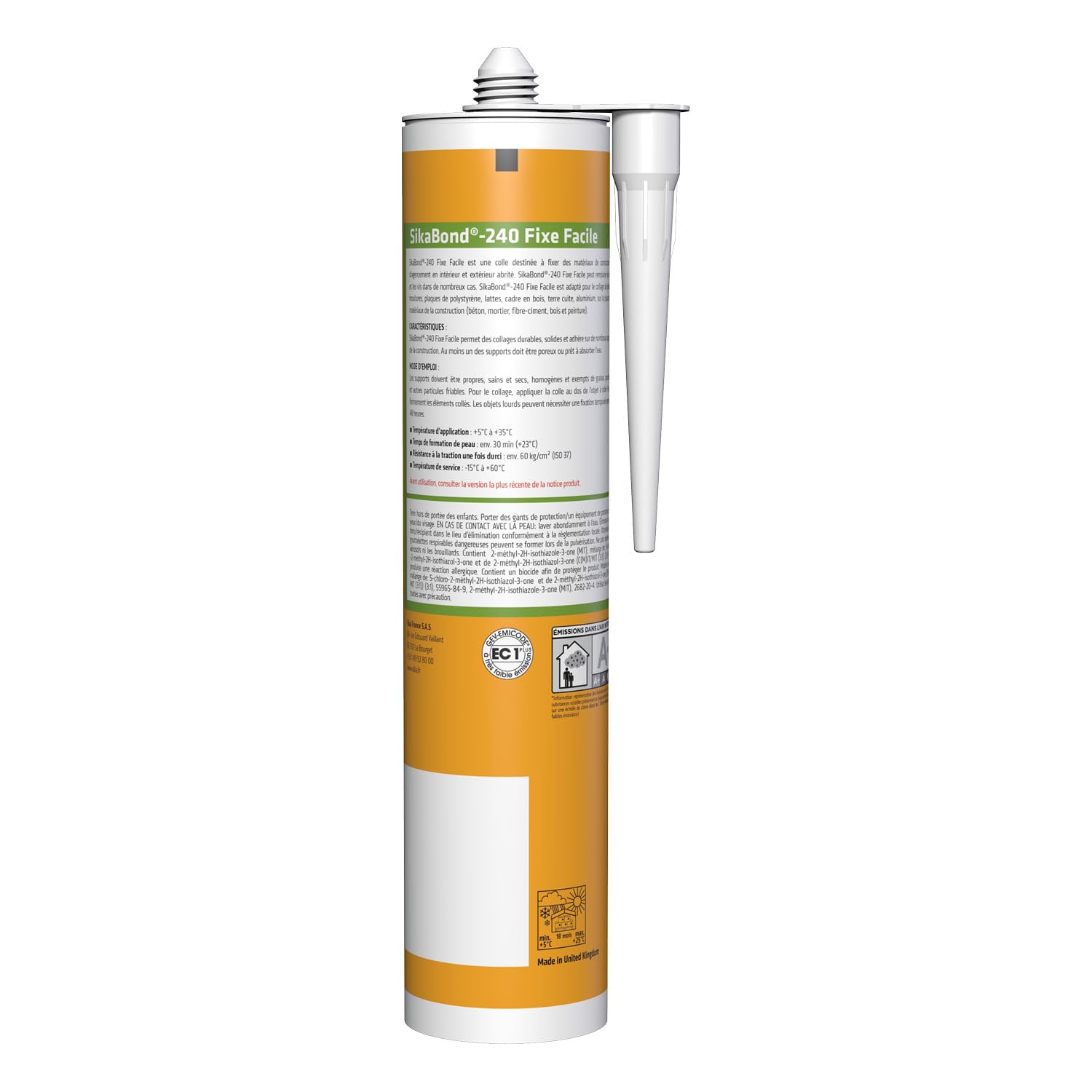 SIKA - Colle acrylique d’agencement - SikaBond-240 Fixe Facile blanc cassé - Intérieur, extérieur abrité - Multi-support - Maintien immédiat - 290 ml (Lot de 6)