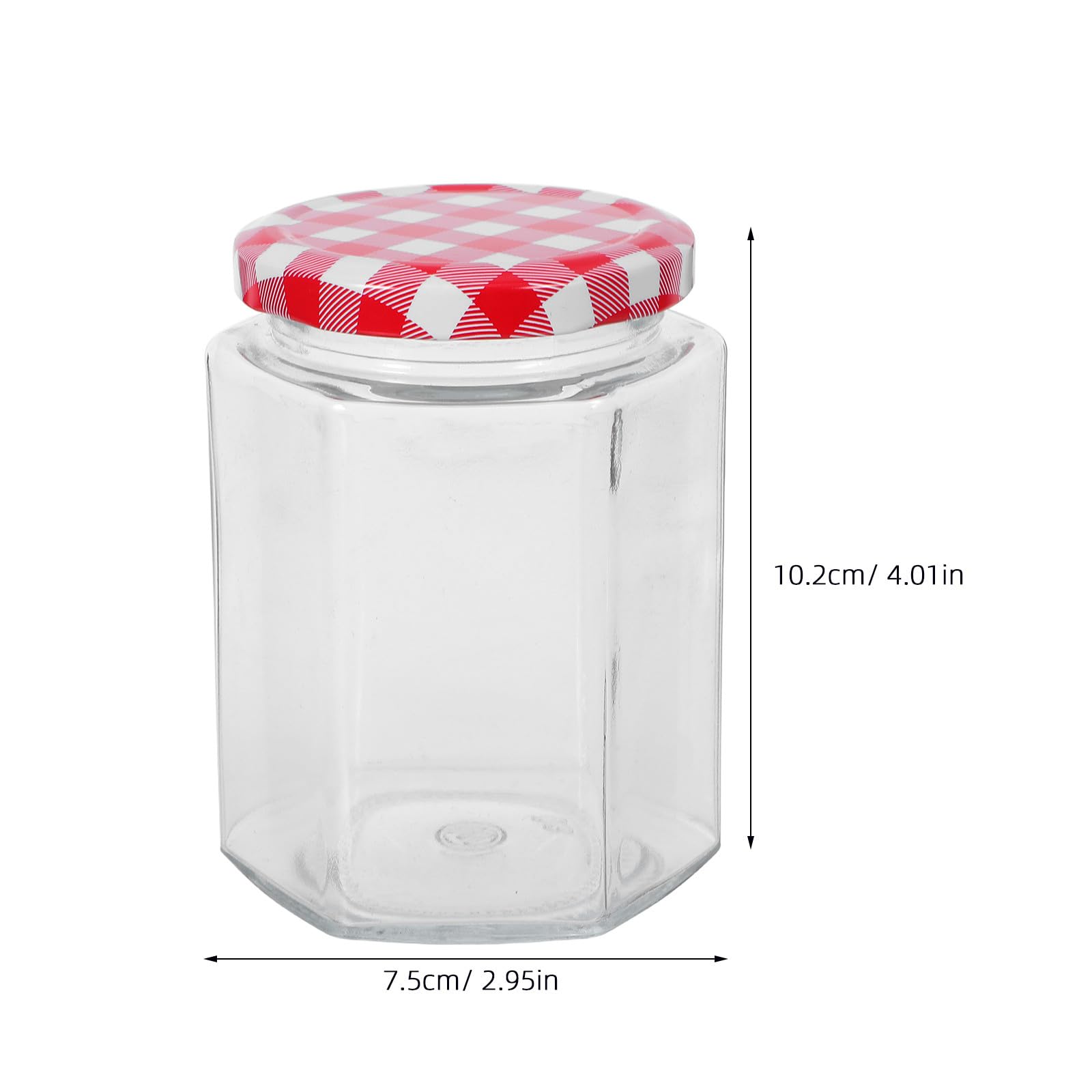 Mikinona Set di 6 Barattoli di Vetro Esagonali 250ml con Coperchi