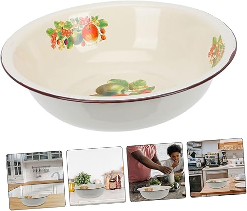 Miniatura 8 de Angoily Recipientes de brillo de labios, cuenco de mezcla esmaltado, cuenco de ensalada, lavabo de lavado de esmalte, cuenco de sopa vintage,