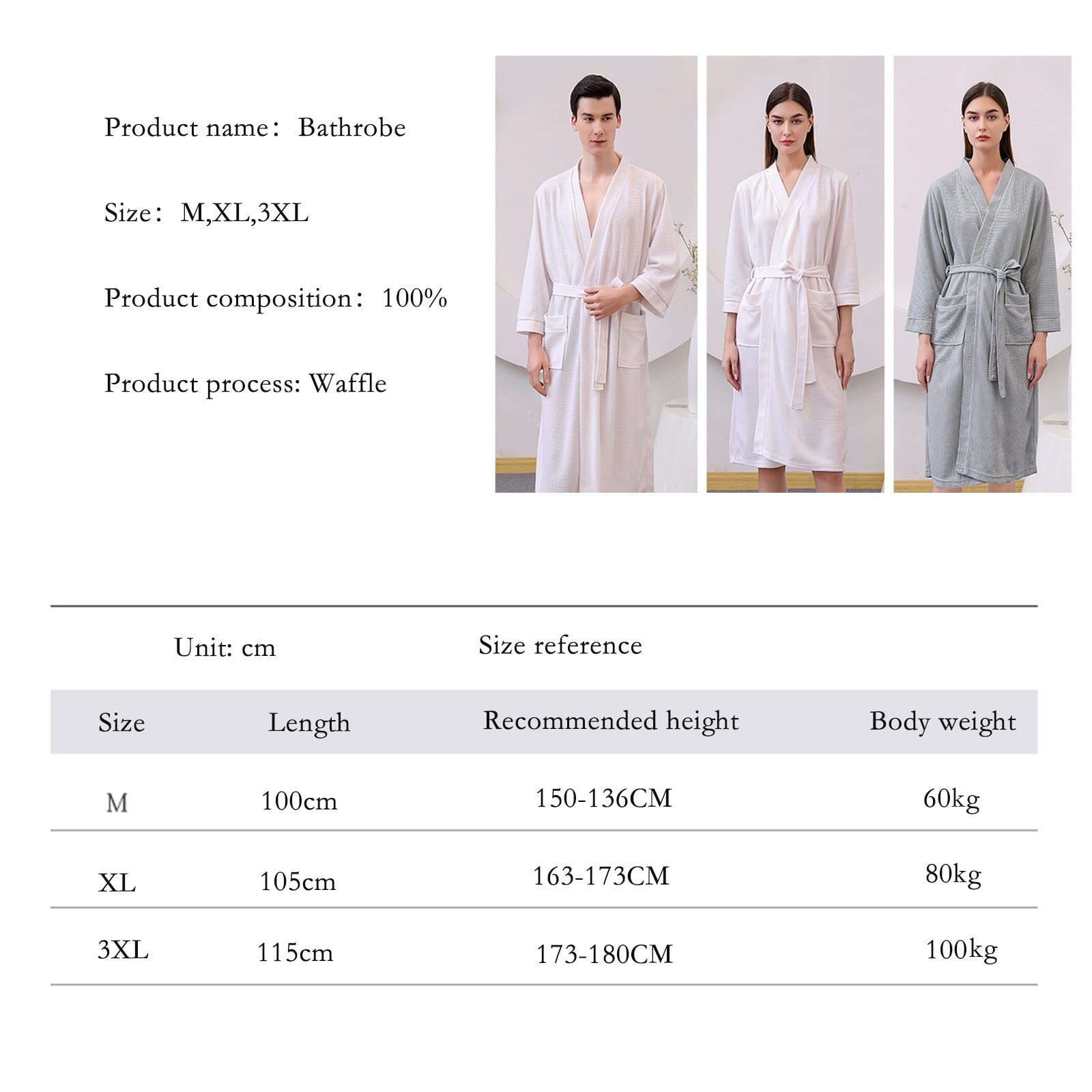 Szlafrok frotte,Męski,Damski,Szlafroki,Szlafrok,Bawełniany,Dzianinowy,Kimono,Spa i Szlafroki,Dla Mężczyzn i Kobiet