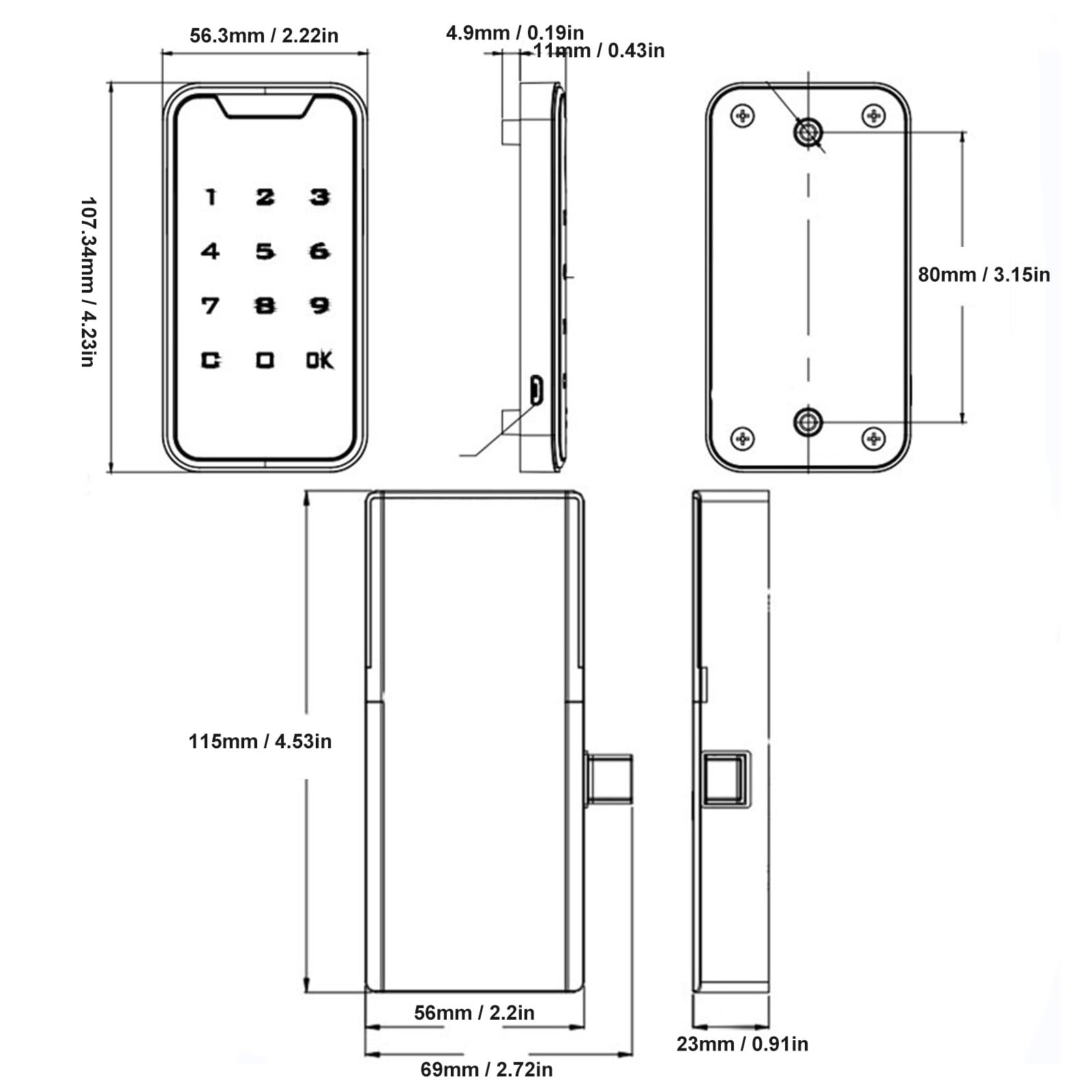 Verrou d'armoire intelligent, serrure d'armoire électronique, clavier tactile numérique, mot de passe, serrure d'armoire pour casier de placard, table de chevet