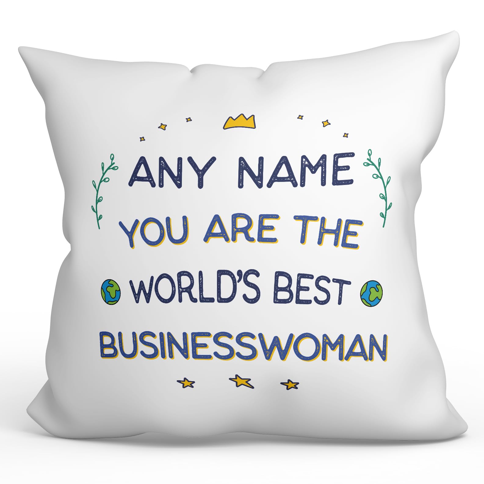 MUGFFINS Personalised Cushion for BUSINESSWOMAN woman Padding included - in English - World's Best - Funny custom gift - Pillow: cover and filling 15.7x15.7 inches — image 1