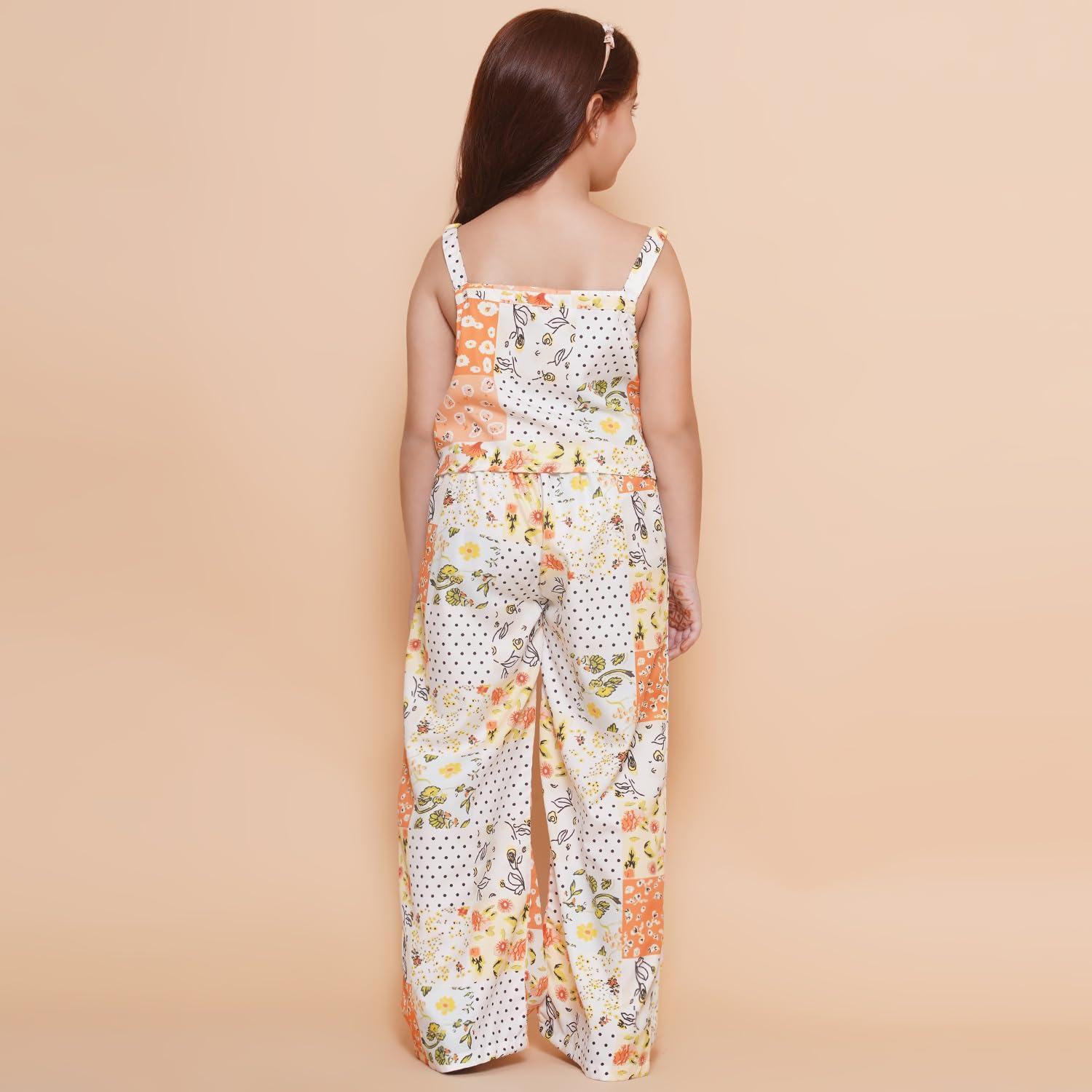 Arshia Fashions Girls Jumpsuit Style Top with Palazzos for 3-14 Years Orange 3