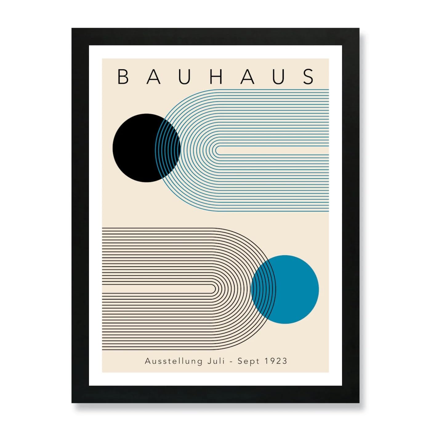Blue Geometric Bauhaus Framed Wall Art Poster Print Picture (Unframed Print Only, A4)