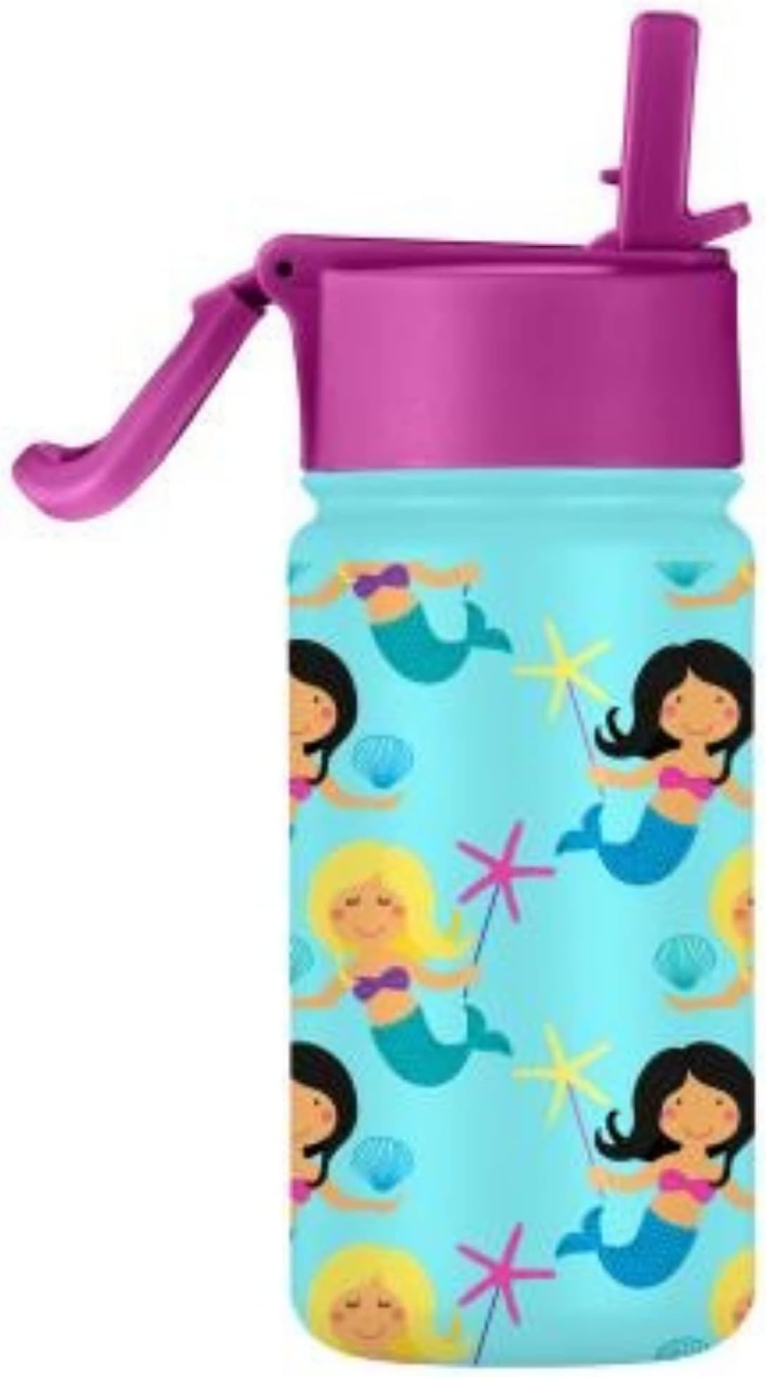 Insulated Water Bottle for Kids 450ml, Sipper With Straw, Thermosteel Stainless Steel, Mermaid