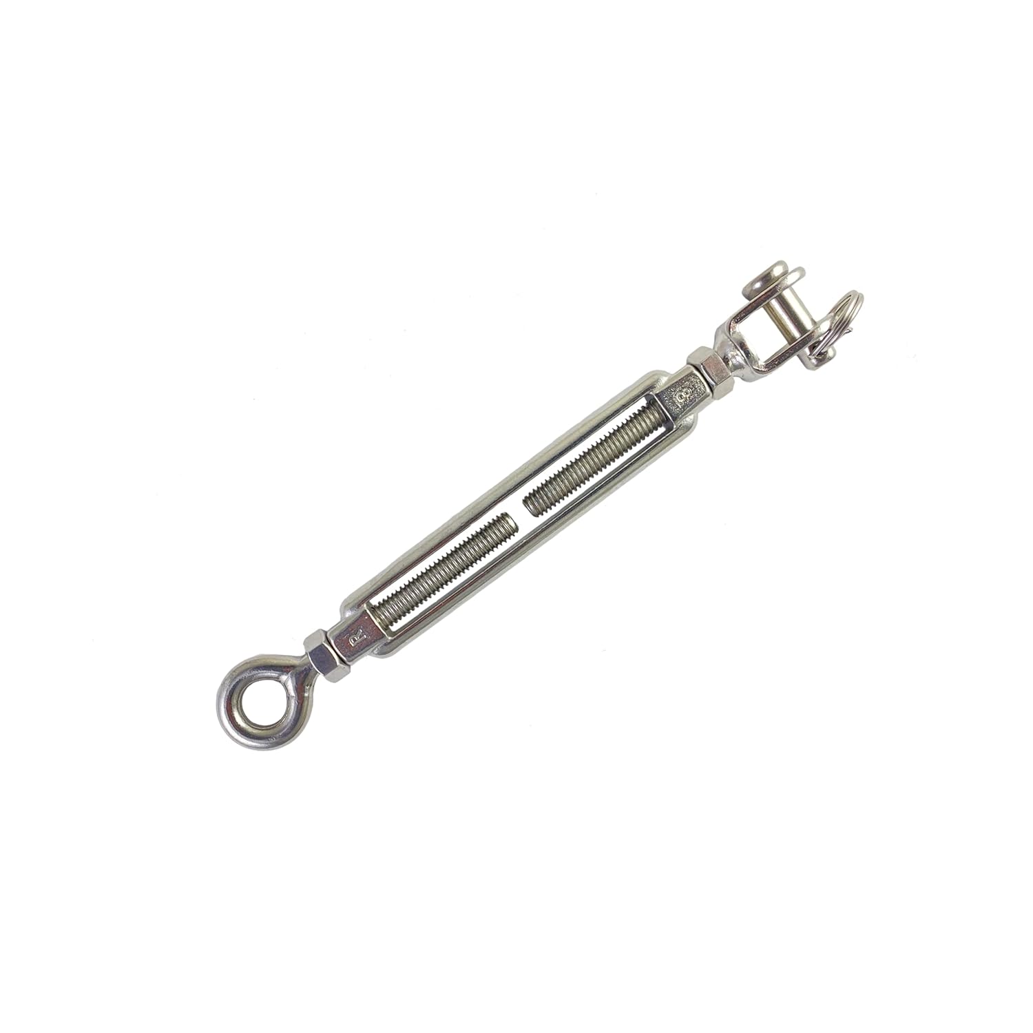 Open-Body Stainless Steel Jaw & Eye 3/16” x 2-1/4” Turnbuckles for Tensioning Cable or Rope, T316 Marine Grade