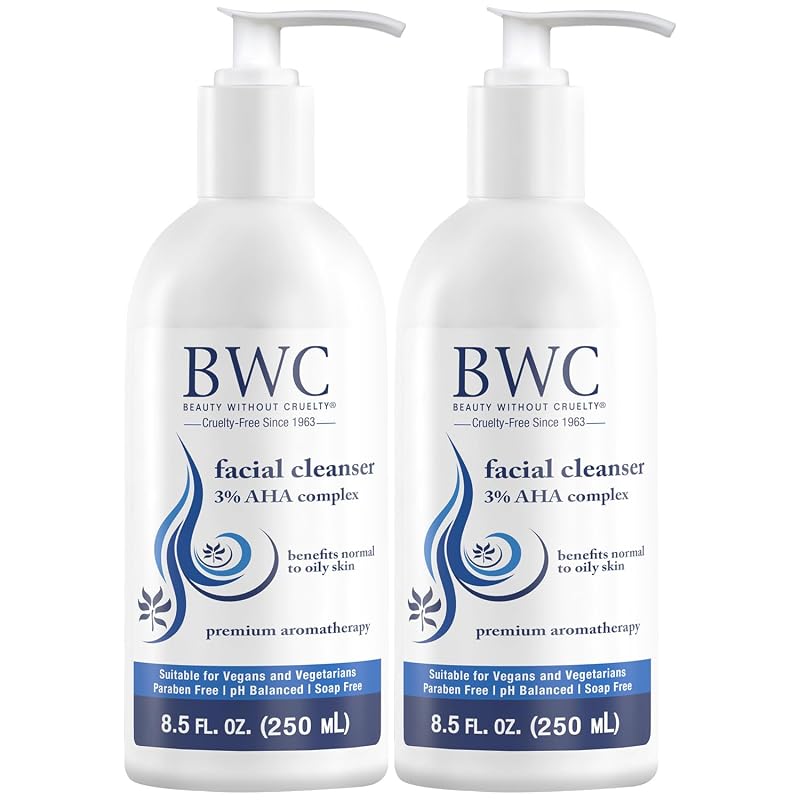 Beauty Without Cruelty Limpador facial com AHA, 3% AHA Complex, 2 unidades de 251 mL
