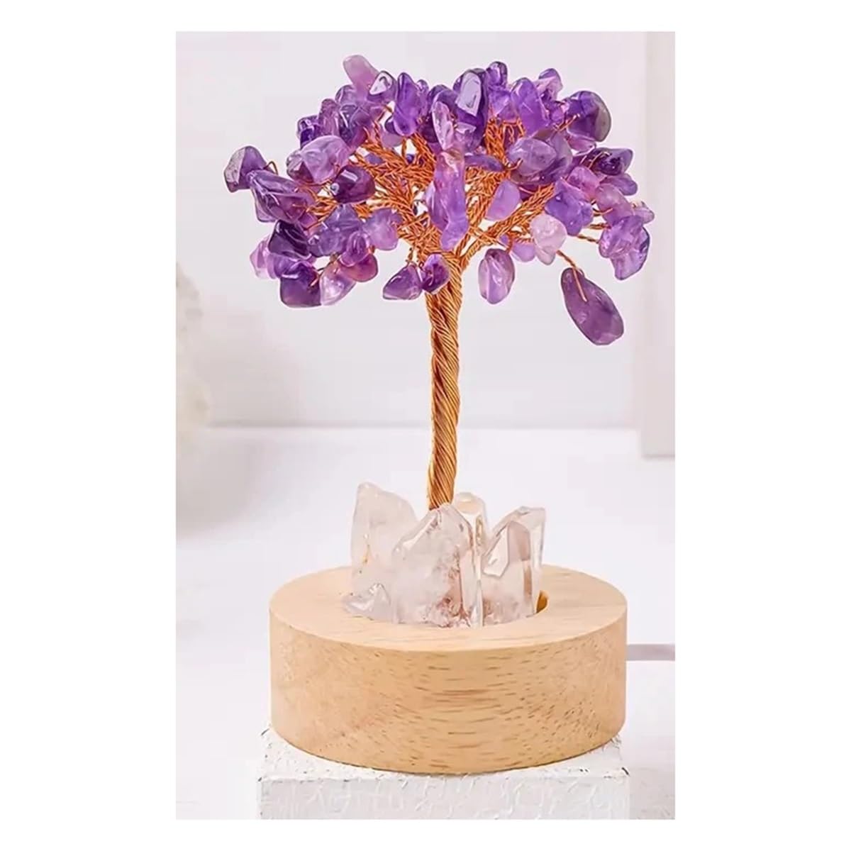 Collar con soporte para piedra de cristal organizado en árbol de amatista USB