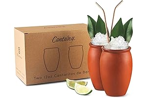 12oz Clay Cups for Tequila, Margaritas, Mojitos and More: Traditional Mexican Cocktail Kit