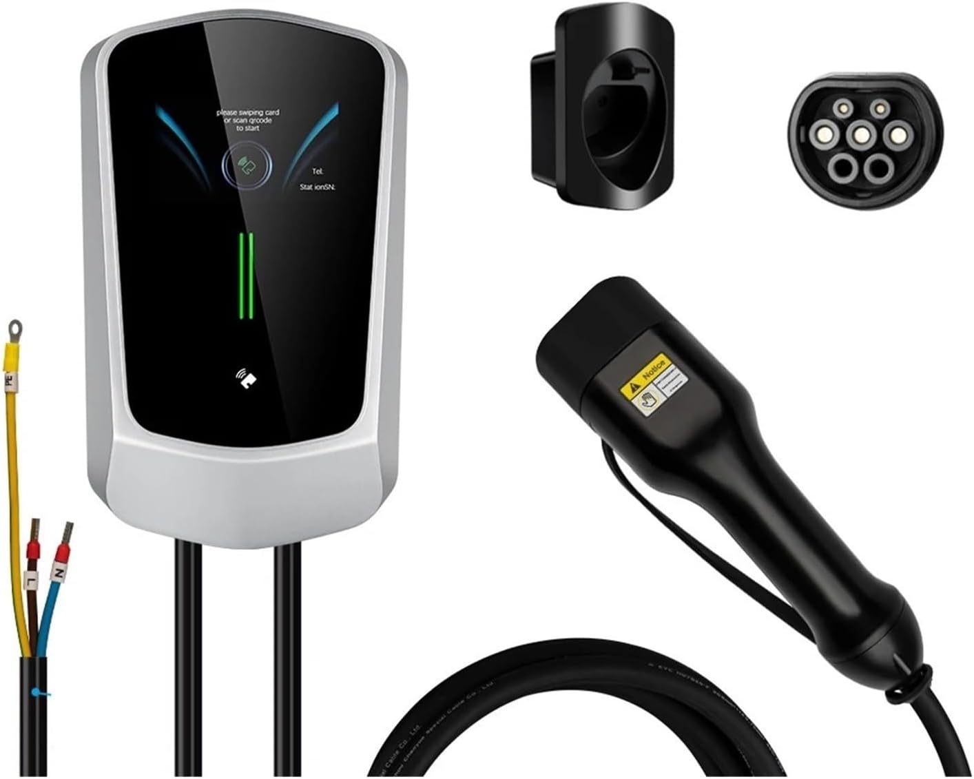 EV car charger type 2 Electric Vehicle charging station wallbox 220V/7kw 3 phase 21kw pole terminal WIFI Smart version(WIFI version 7KW)