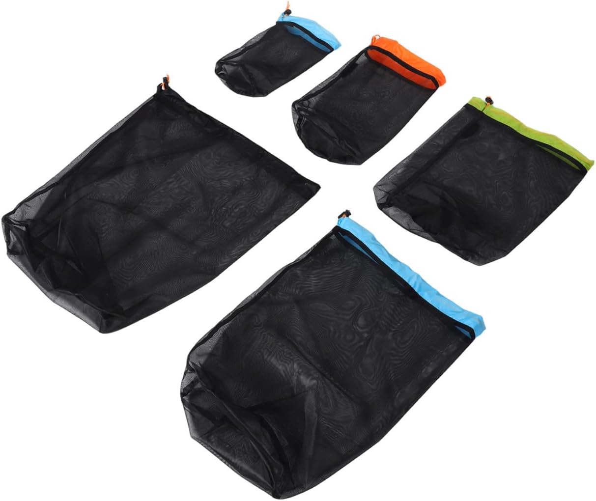 BESPORTBLE Reusable Polyester Mesh Storage Sack Set Camping Drawstring Bag Travel Laundry Bag Hiking Pack