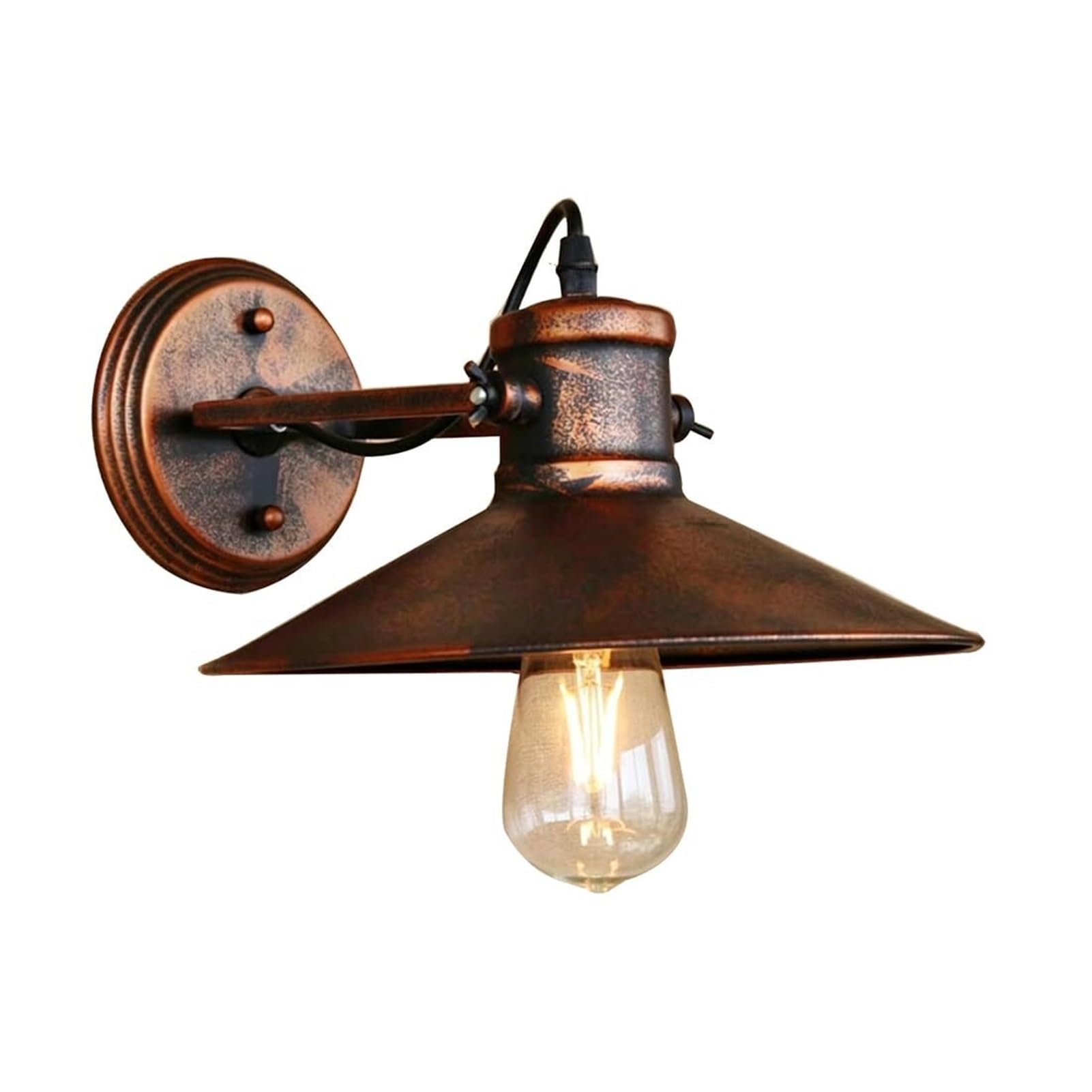 HUAYUSEDF Vintage Outdoor Rust Iron Up Down Adjustable Waterproof Wall Lamp for Porch Garage Patio Doorway Front Door