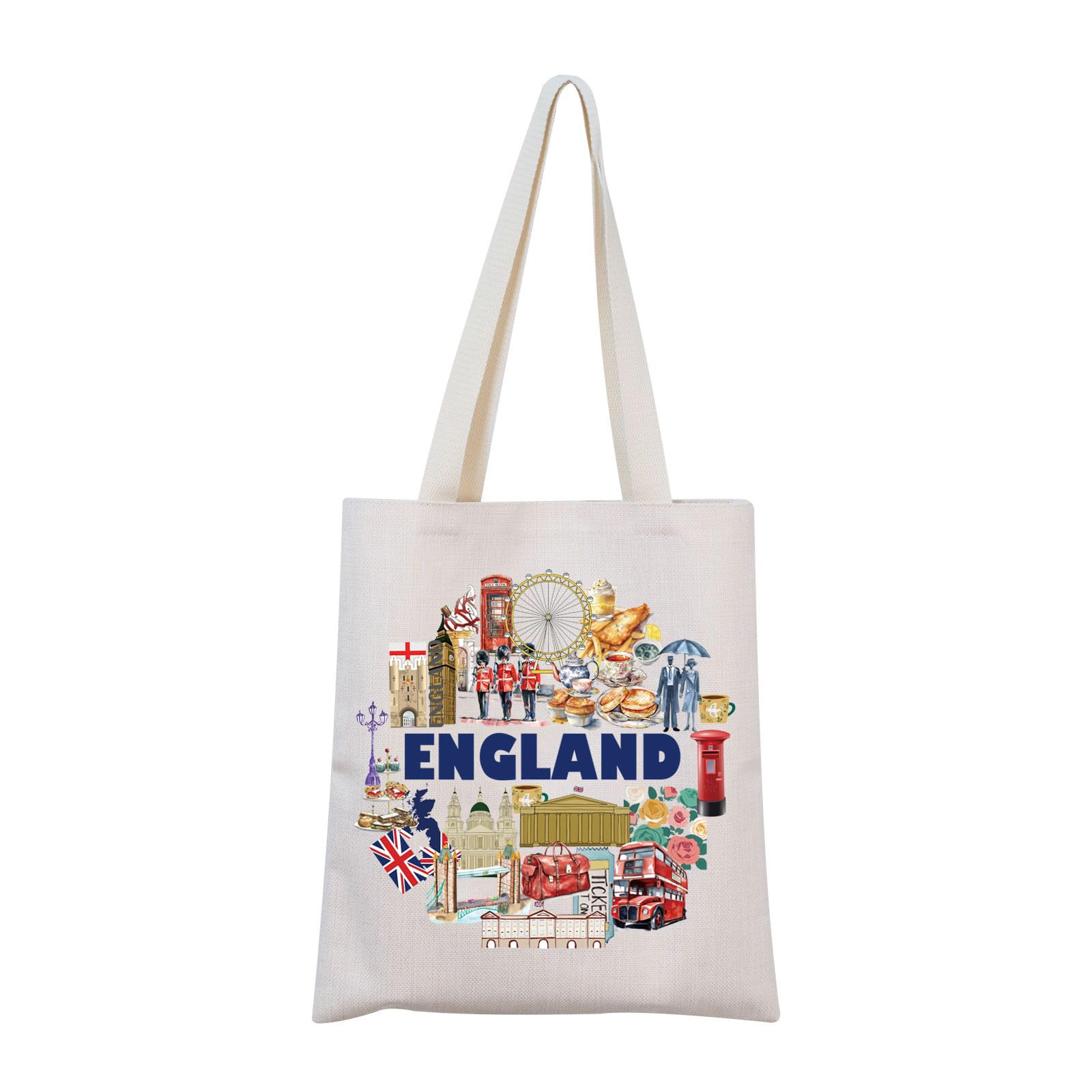 MNIGIU England Tote Bag United Kingdom Gift Souvenir British Travel Gift (Medium, Red, White, Blue)