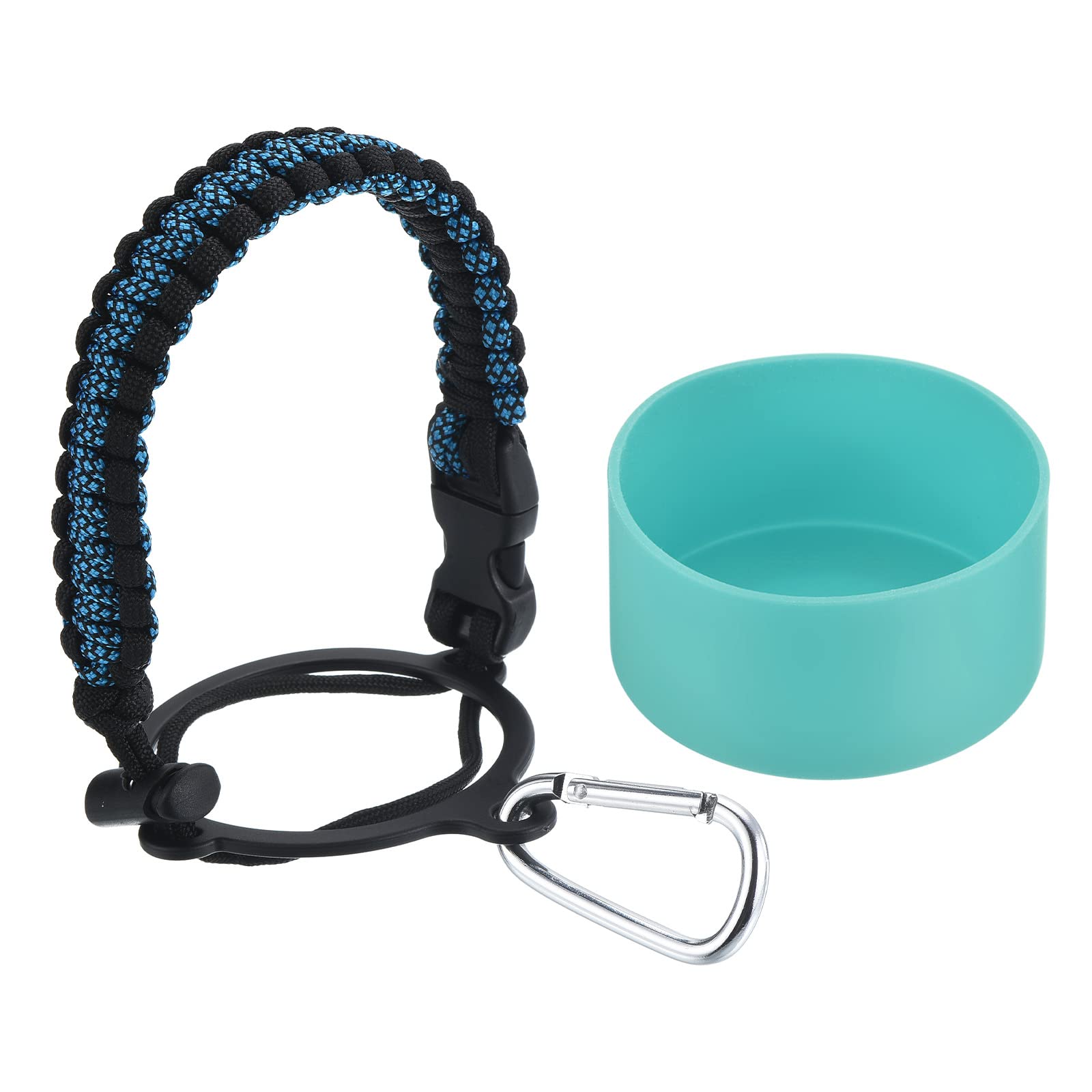PATIKIL Water Bottle Holder, Paracord Handle Carrying Lanyard Strap Carrier with Ring for 32oz to 40oz Wide Mouth Bottles, Blue, Black