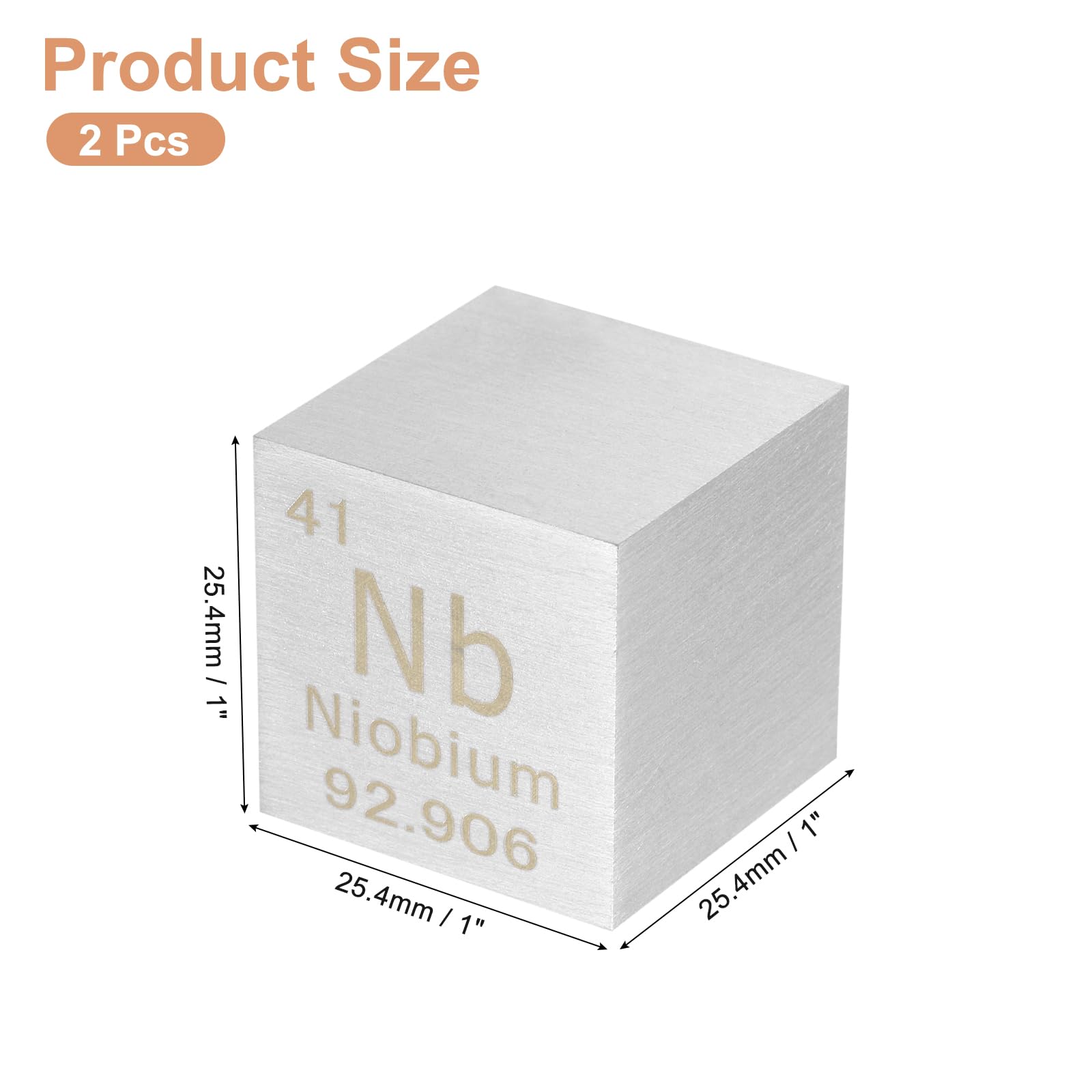 uxcell 2 Pcs Niobium Cube, 1 Inch High Density Metal Element Cube Metal Density Cube for Chemical Elements Collection Science Education Experiment Application, Silver