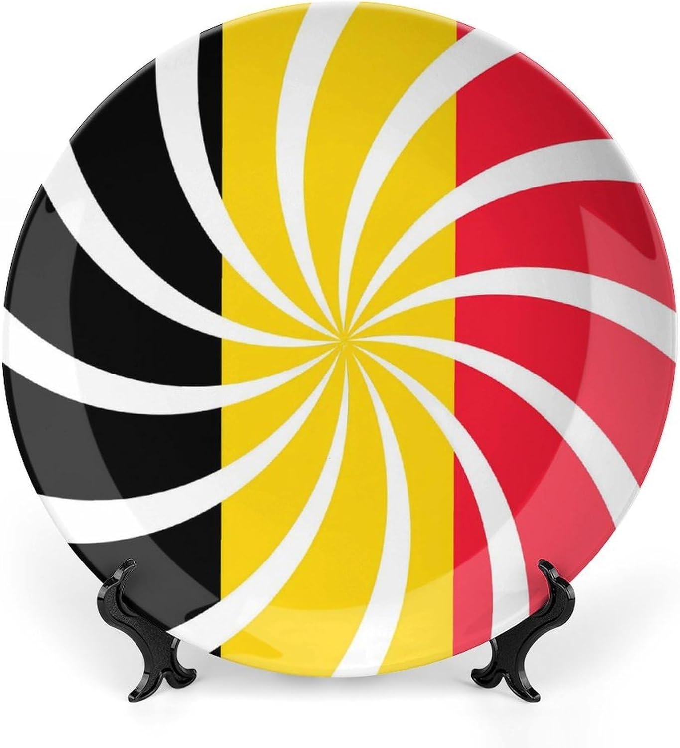Swirl Belgium Belgian Flag Decorative Plates for Display Ceramic Plate Tray with Stand Hanger Home Decor