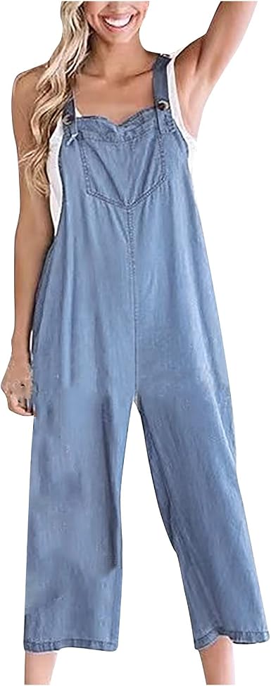Amazon.com: GOODTRADE8 Leggings para mujer color liso con tirantes de  mezclilla sin mangas, overol suelto, pantalones de chándal #7626 : Ropa,  Zapatos y Joyería