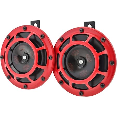 HELLA 003399801 Supertone 12V High Tone/Low Tone Twin Horn Kit with Red Protective Grill, 2 Horns