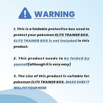 PET Elite Trainer Box Case Protectors for Elite Trainer Boxes ETB (10 Pack) - 0.50mm Thick Clear PKMN Display Box - ETB Protector - PKMN Display Case (Pack of 10)