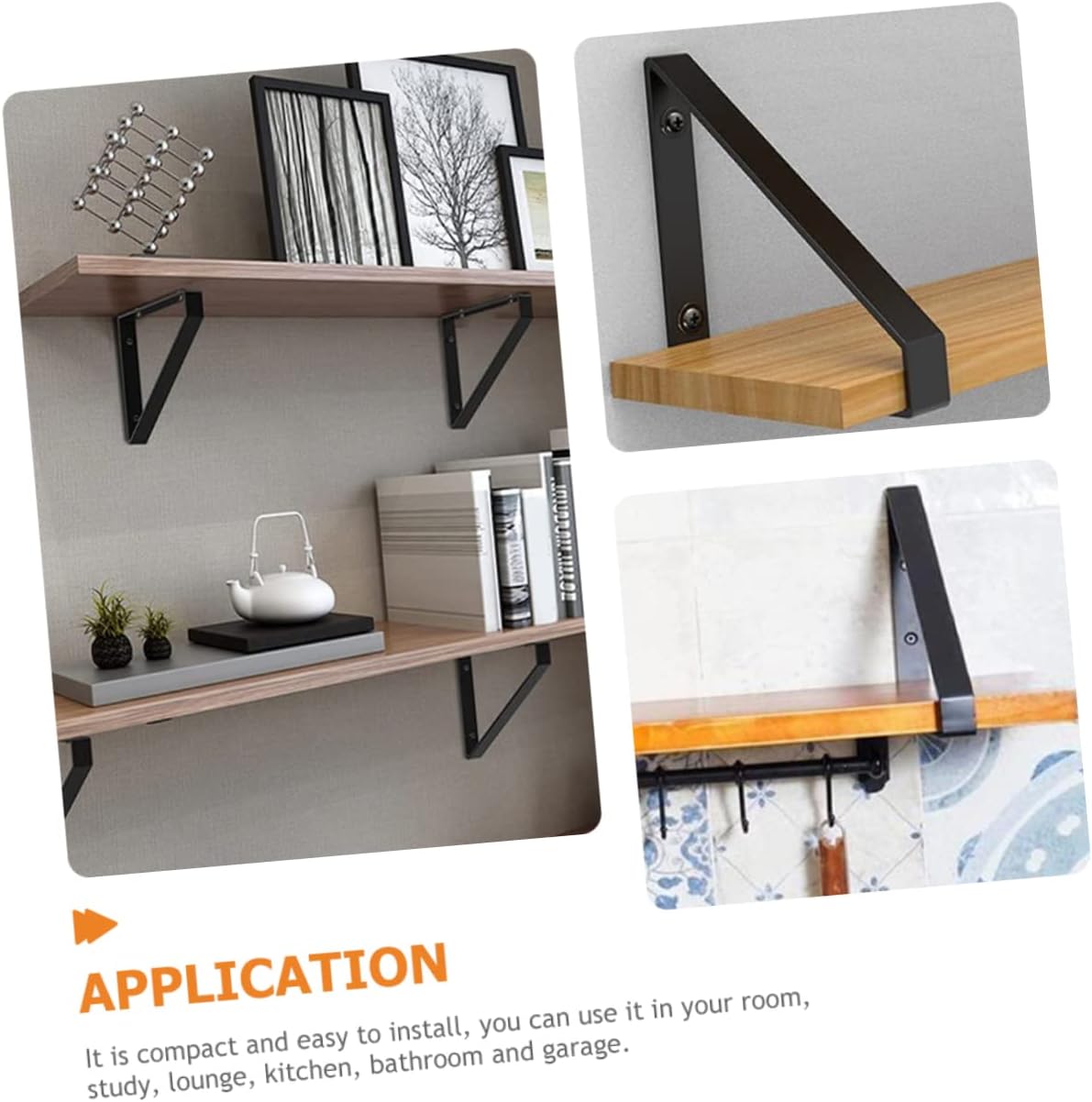 Homoyoyo 2pcs Heavy Duty Bracket Shelf Supports Wall Shelf Brackets for Home Decor for Kitchen Bathroom and Living Room Shelving