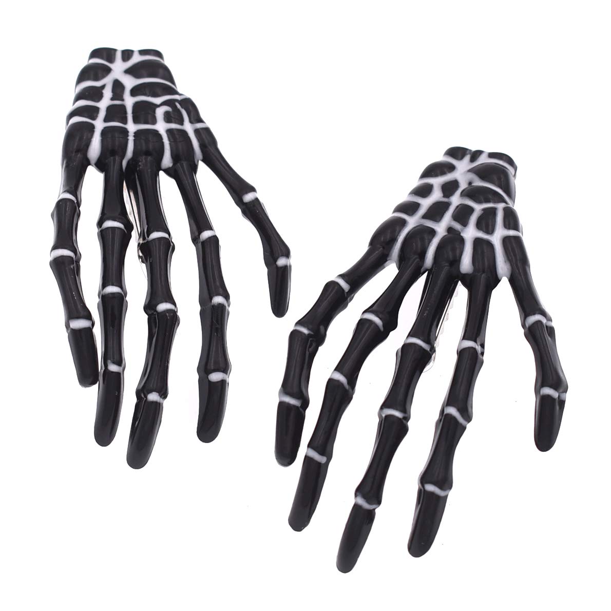 5 pares de pinzas para el cabello con forma de hueso de calavera de 3 pulgadas, color blanco y negro, accesorios de fiesta de Halloween 6
