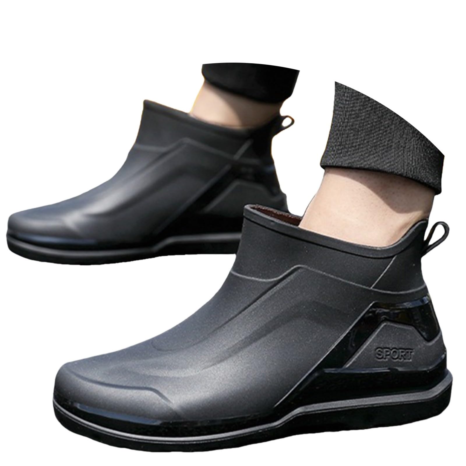 Botas de goma para hombre, botas de lluvia cortas, impermeables, botines de goma, botas de lluvia, antideslizantes, botas de jardín, botas de goma para exteriores, botines de goma, botas de tobillo