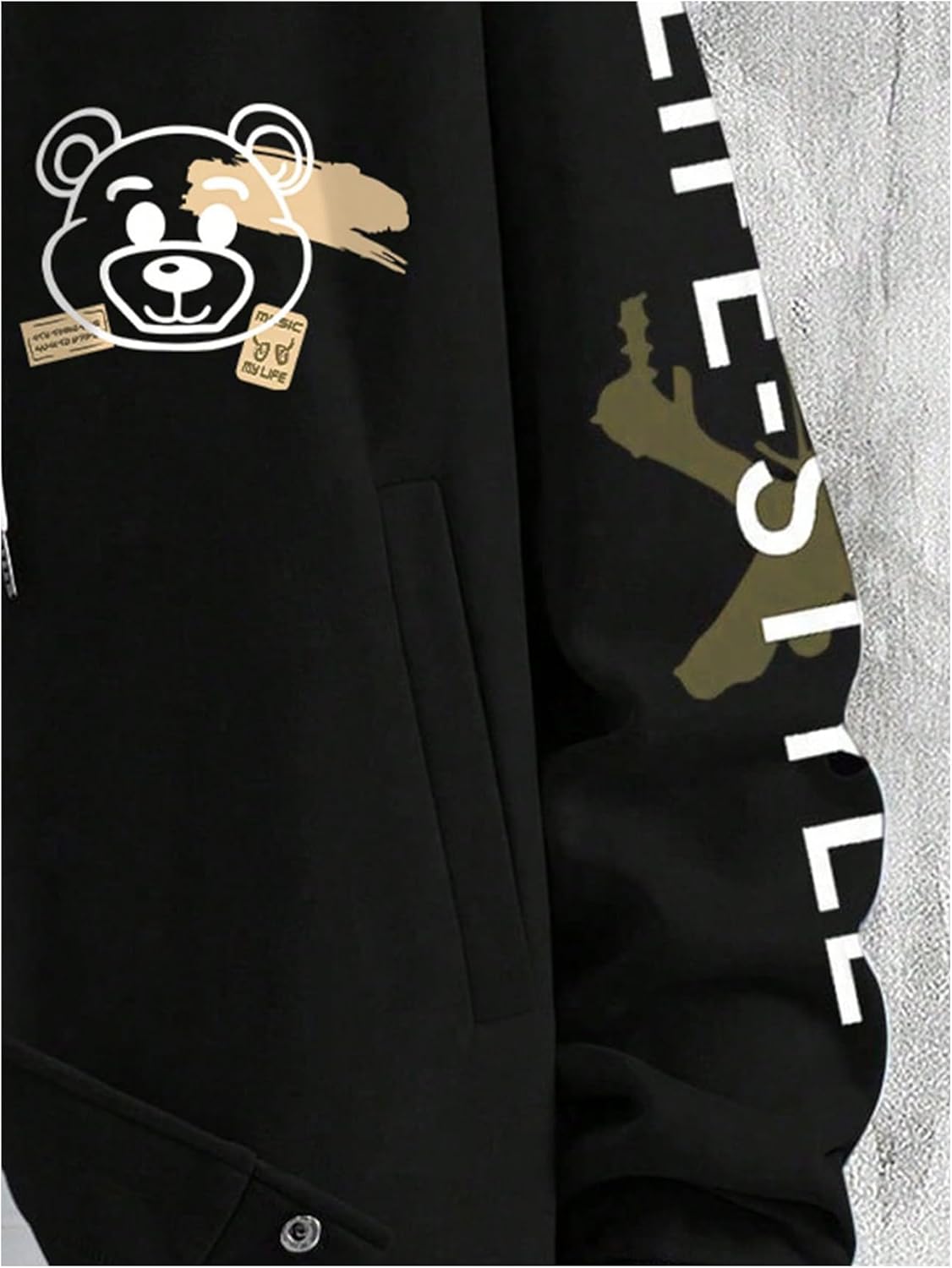 GORGLITTER Men's Graphic Varsity Jacket Oversized Button Down Baseball Long Sleeve Bomber Jacket - Image 4