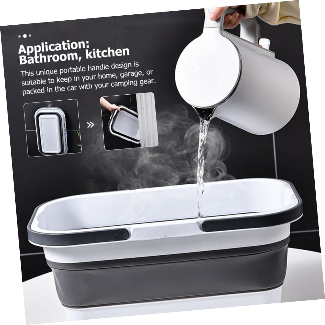 Cubo de Fregona Plegable Portátil de Plástico 15l con Asa