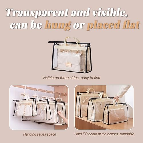 Miniatura 4 de fazhongfa Organizador de almacenamiento de 5 piezas para colgar bolsos, no tejido, transparente, a prueba de polvo, para el hogar, cartera, bolsa de
