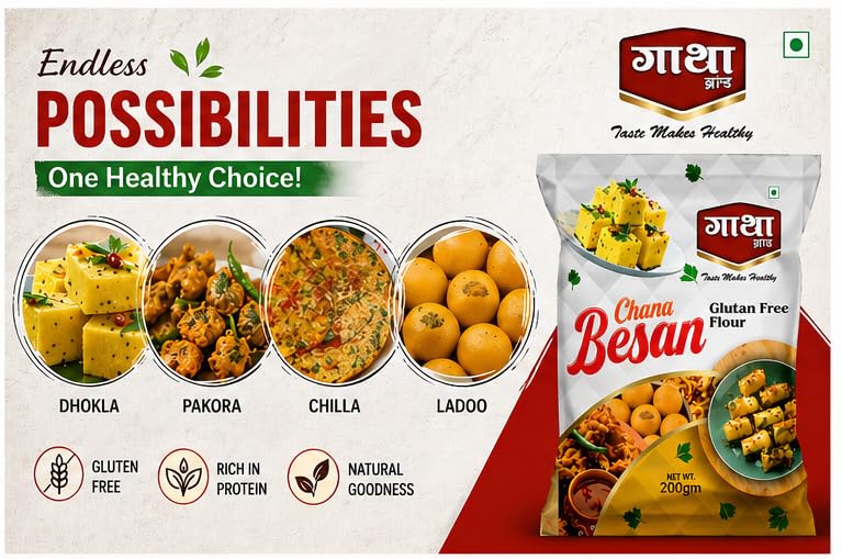 Image of Gatha Besan (Gram Flour) 250 gm each (pack of 2) - 100% Pure Chana Dal Flour | Finely Ground | No Preservatives, No Chemicals | Ideal for Pakora, Sweets & Daily Cooking