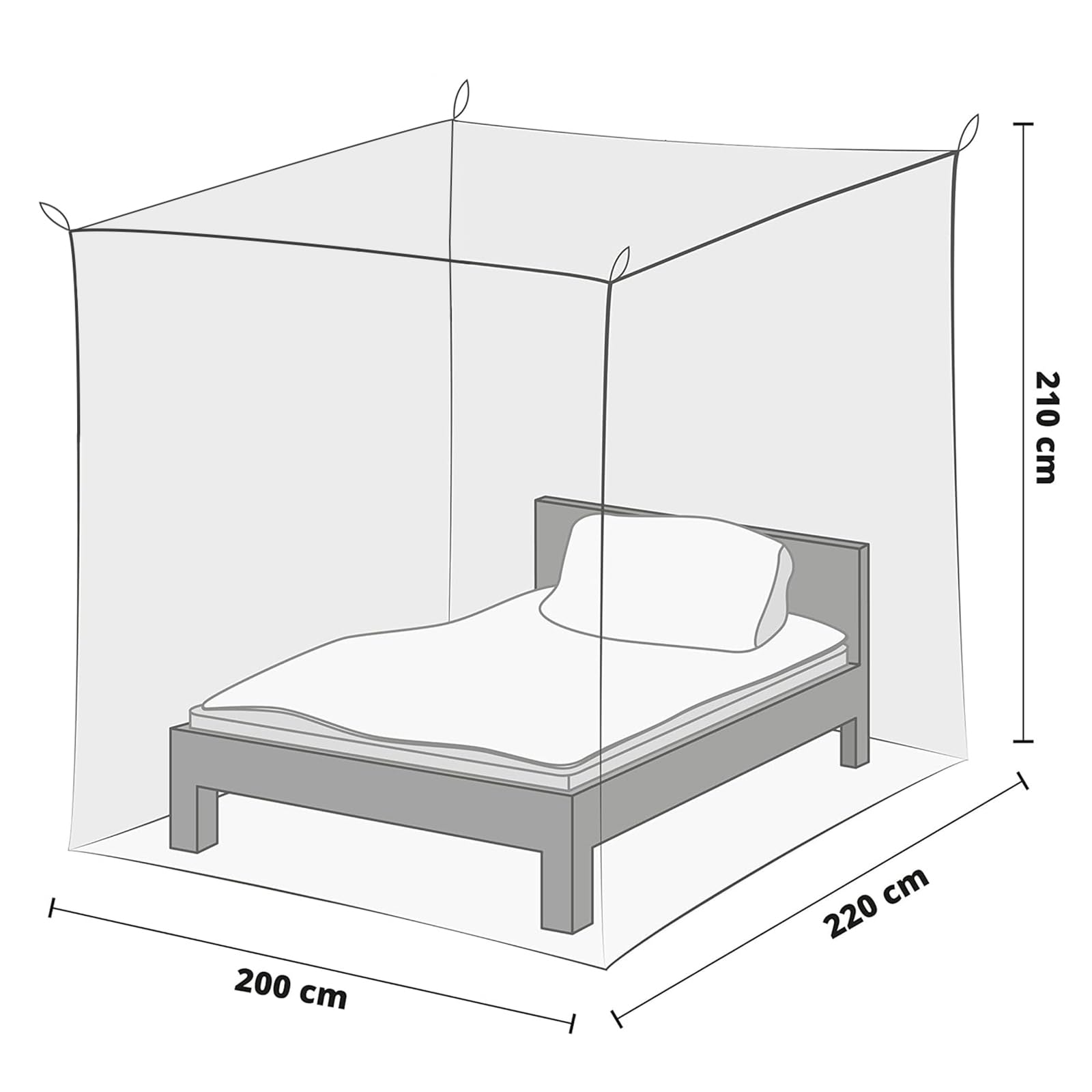 Faburo Moskitonetz Bett XXL 220x200x200cm - Insektenschutz Für Zuhause & Camping