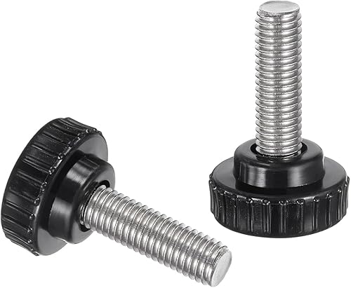 Miniatura 49 de uxcell Perillas de sujeción moleteadas M6 x 1.969 in métricas chapadas en zinc de acero al carbono rosca macho tornillo de pulgar en tipo 0.787 in