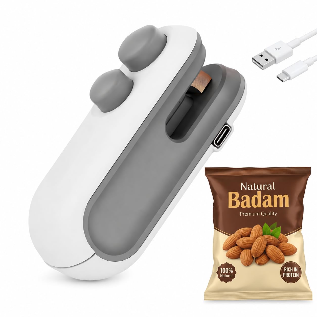 Mini Bag Sealer & Cutter, USB Rechargeable 2-in-1 Heat Sealer Machine with Built-in Cutter, Portable Food Bag Sealing Machine for Chips, Snacks, Coffee, Dry Fruits-image-7