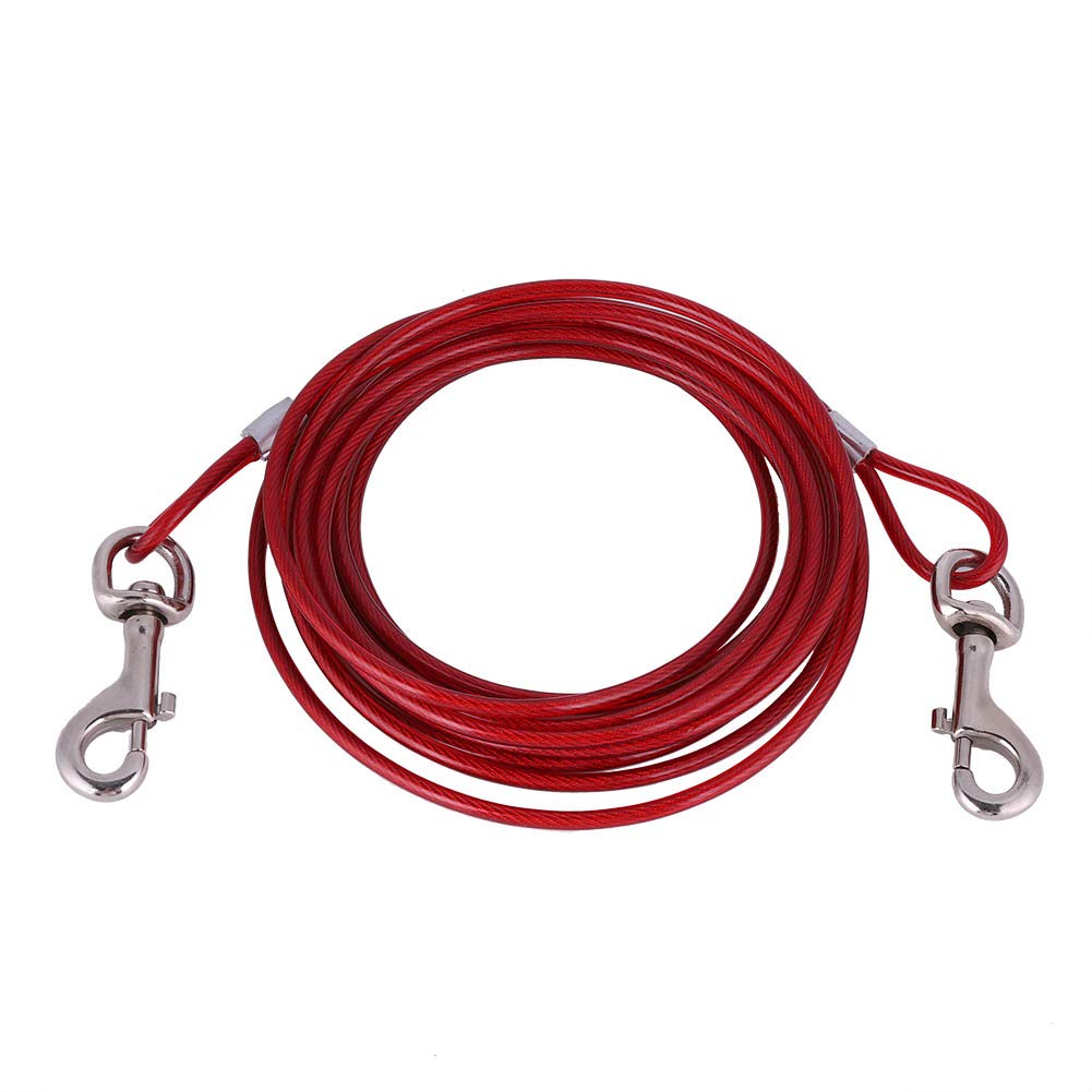 Oumefar2 Colors Long Steel Wire Dog Leash Strong Pet Safety Cable Rope Dog Belt Pet Leads Rope for Dogs Walking Training(Red)
