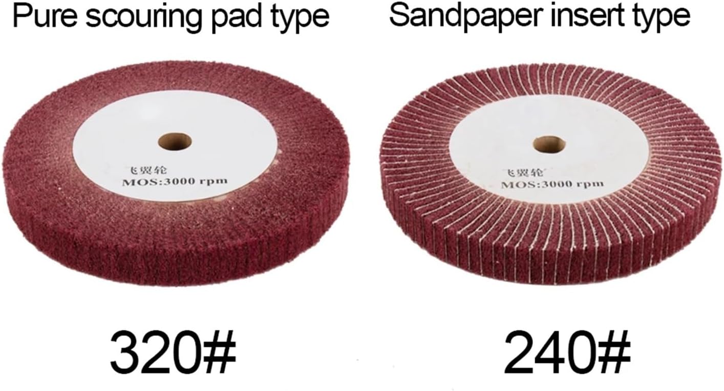 Buffing Wheel 1Pc Non-Woven Scouring Pad 4"/5"/6"/8"/10"/12" Grinding Wheel Flap Mop Polishing Wheel Nylon Fiber Disc 20mm Bore 1" Thickness(Grit 320,Thickness 25MM-250MM)