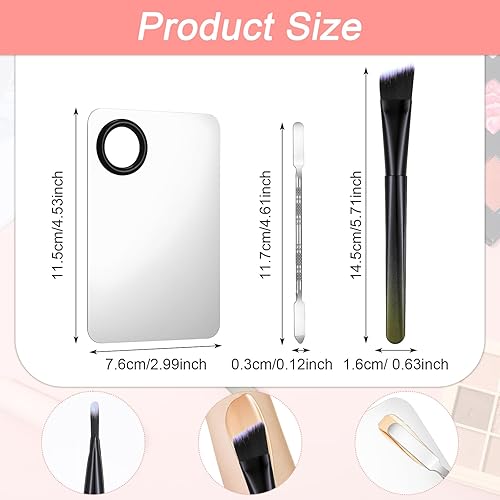 Ouligay 3 Pcs Make Up Spatula Tool contain Makeup Palette Tray, Foundation Spatula, Makeup Mixing Palette, Set for Women Girl Korean Make up Cosmetic Tool