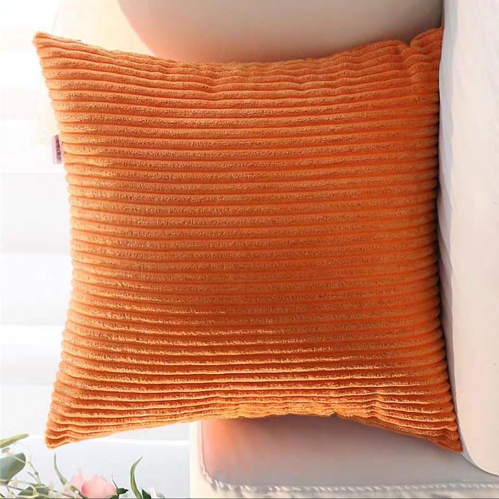 SWJ-swjssb Super King Size Pillow Cases 80x80 75x75 Cm,Square Extra Large Cushion Covers Soft Throw Pillow Cover With Zipper Corduroy Decorative Pillowcases For Sofa Couch(Orange,16x24 inch 1pc) โ image 1
