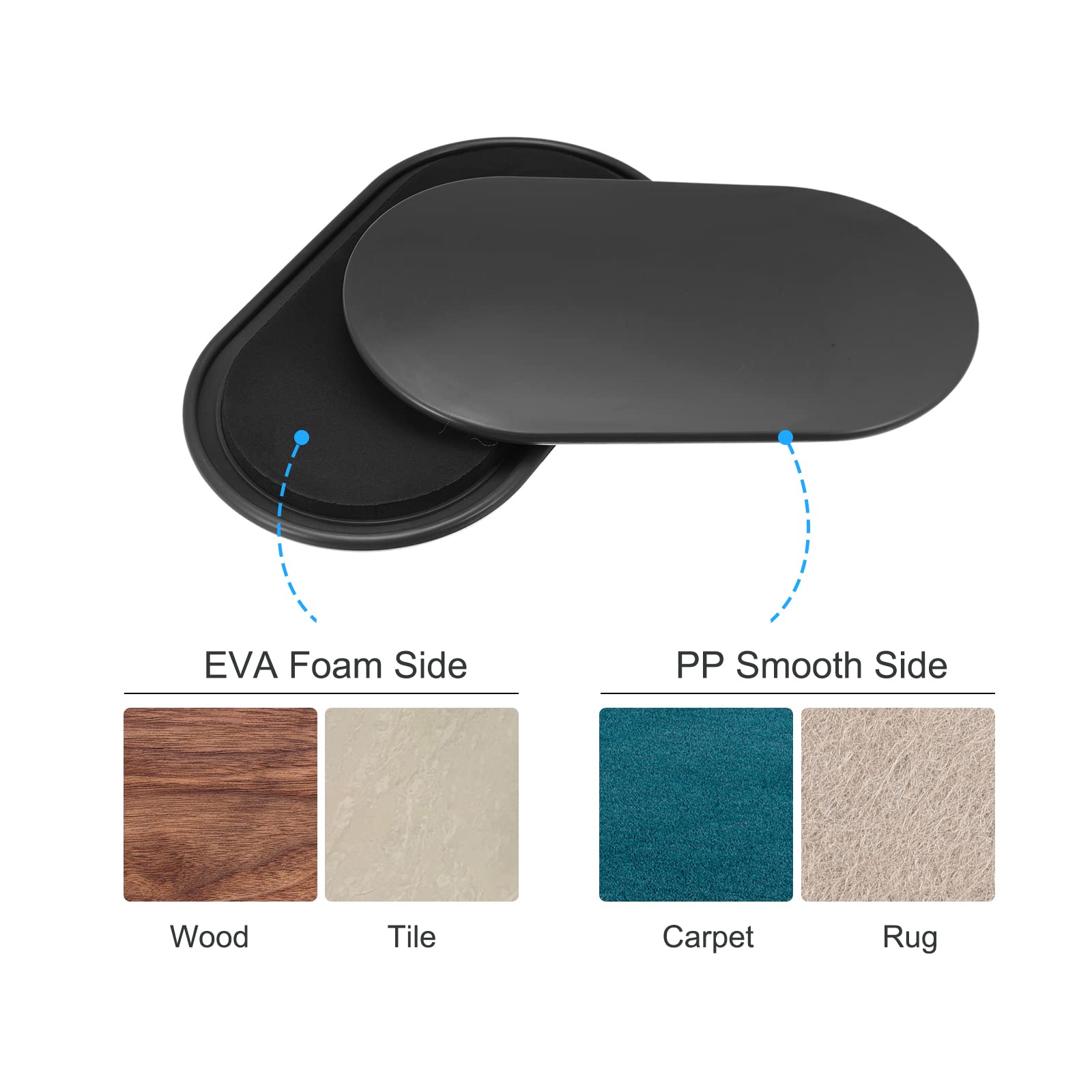 sourcing map Exercise Core Sliders, Oval Glider Discs with Feet Covers, Dual Sided Usage in Home Gym for Full Body Workout