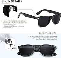 Vista 2 de FEIDUSUN Lentes de sol polarizados para hombre y mujer, lentes de sol retro negros para conducir, pescar, protección UV A01-negro mate/negro