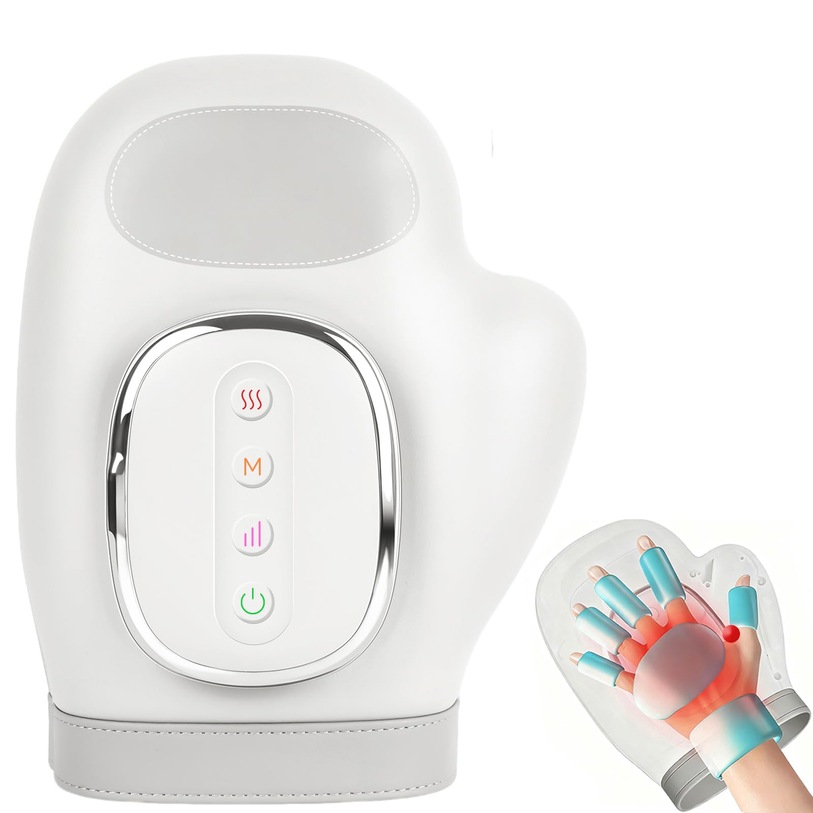 Handmassagegerät, Handgelenkmassagegerät, tragbares Handmassagegerät, Air-Bag, 3 Modi, 5 Intensitätsstufen, 15-Minuten-Auto-Timer, wiederaufladbares kabelloses Design, Schmerzlinderung, beheizte