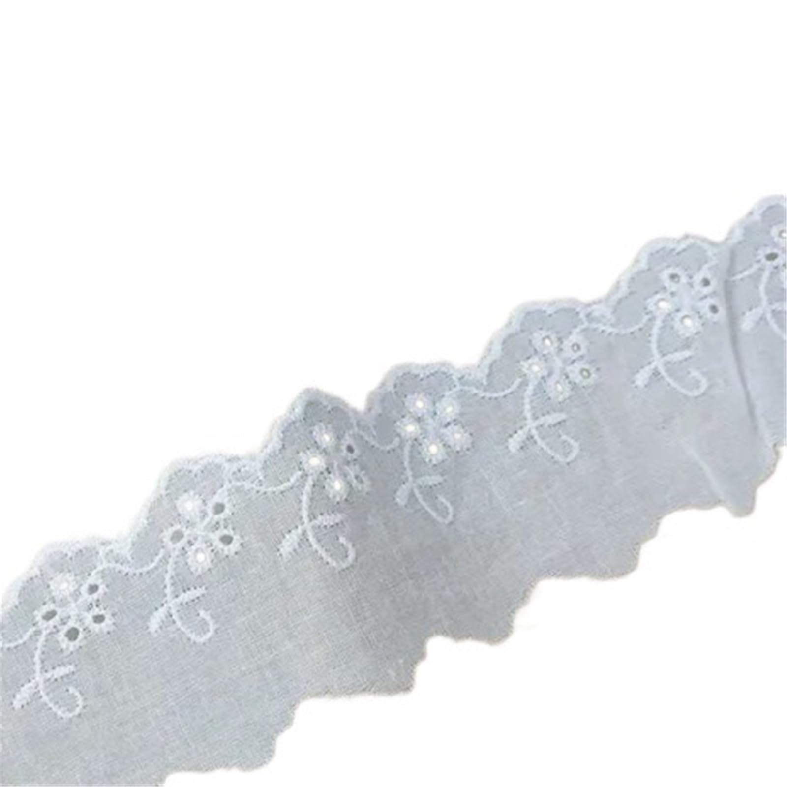 Cinta de encaje algodón blanco, manualidades hechas a mano, tela hueca, cinta bordada con flores, decoración textil for el hogar Para Cintas De Regalo Y Decoraciones De Boda(4.5cm Wide -color1)