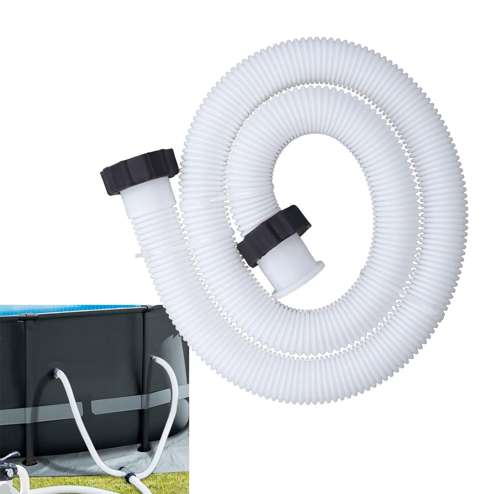 Tuyau de Rechange pour Pompe de Piscine de 3,8 Cm de Diamètre, Tuyau de Pompe de Piscine au Sol pour Tuyaux de Piscine pour Pompes de Filtration (1,5 m)