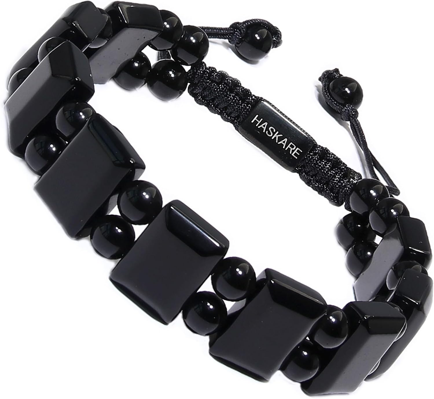 HASKARE Natural Stone Protection Bracelet for Men - Handmade Jewelry Men Bracelet Beaded Unique Cut, Tiger Eye Obsidian Howlite Bracelets Gifts for Him Christmas Father Day Birthday