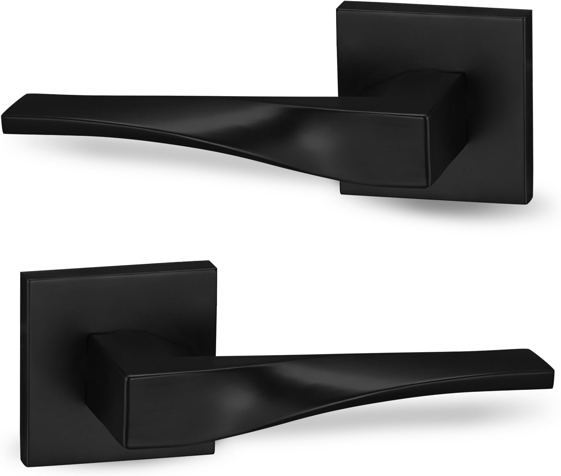 Berlin Modisch Sleek Series Dummy Lever Door Handle Pack of 2 Non-Turning Single Side Pull Only Lever Set [for Closet or French Doors] Heavy Duty – Iron Black Finish