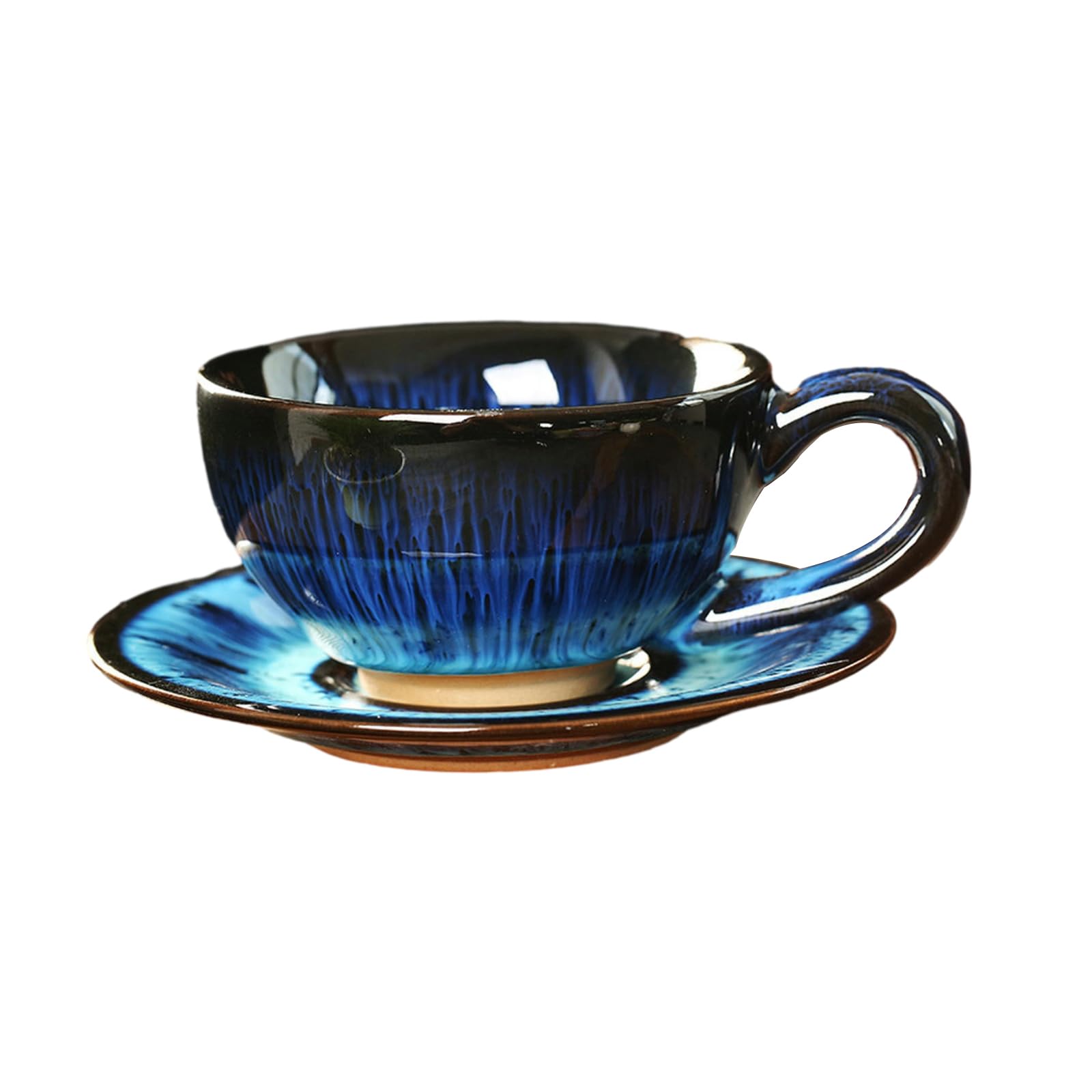 Zestaw filiżanek i spodków do herbaty, europejski zestaw filiżanek do kawy, filiżanka i spodek z porcelany kostnej, 150 ml / 141.7 g europejski ceramiczny piec transformujący kubek do kawy i talerz