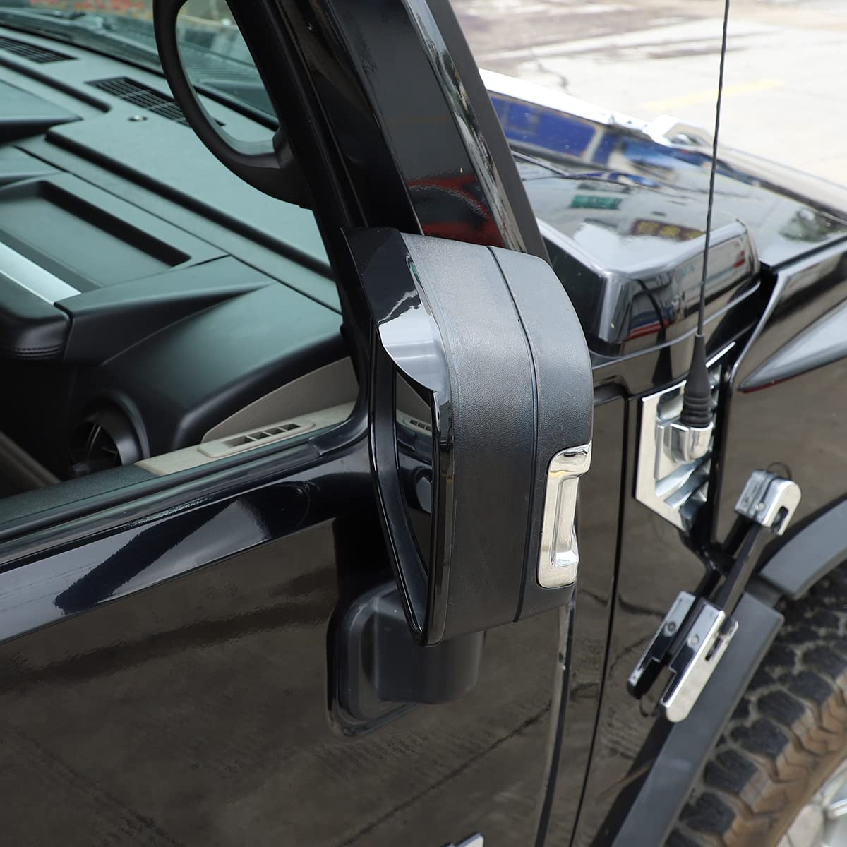 Produktbild von DIYUCAR Auto-Seitenrückspiegel-Abdeckung, Regen-Augenbrauen-Rahmen, Schützende Außenmodifikation, Zubehör Für Hummer H2 2003-2009 (Silber