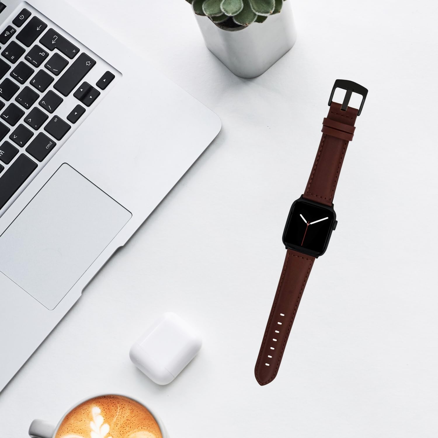 Bandini Mens Classic Leather Band for Apple Watch Band 46mm 45mm 42mm 44mm 41mm 40mm 38mm 49mm & Ultra 1 & 2, fits Apple Watch Series 11 10 9 8 7 6 5 4 3 SE, Extra Long XL, Light Brown/Black