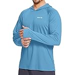 baleaf Men\'s Sun Protection Hoodie Shirt UPF 50+ Long Sleeve UV SPF T-Shirts Rash Guard Fishing Swimming Lightweight Malibu Blue XXXL