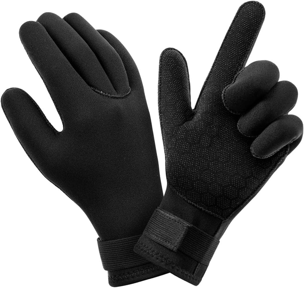3mm Neoprene Gloves and Socks, 3mm Thermal Diving Gloves and Socks with Adjustable Waist Strap, Flexible Wetsuit Glove and Sock for Surfing, Kayaking Rafting